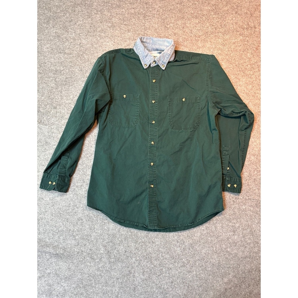 Authentic Stone Mesa Jean Co Shirt Mens M 38/40 Green‎ Cotton Button-Down
